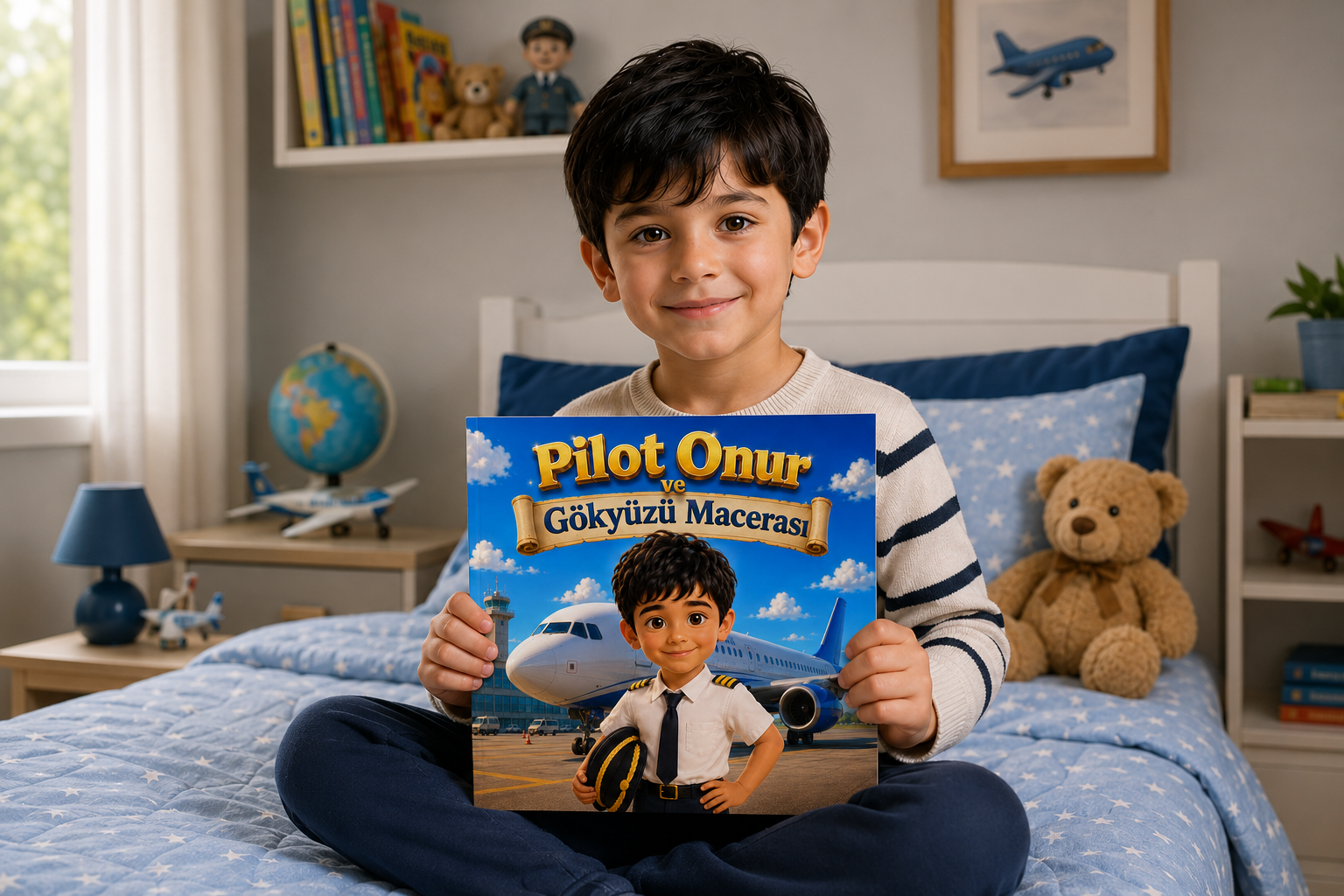 Pilot Onur ve Gökyüzü Macerası - Kişiye Özel Çocuk Masal Kitabı